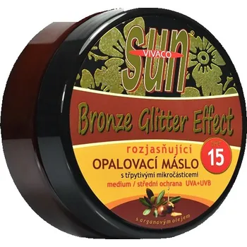 Přípravek na opalování Vivaco Sun Vital Glitter Effect opalovací máslo s BIO arganovým olejem SPF15 200 ml