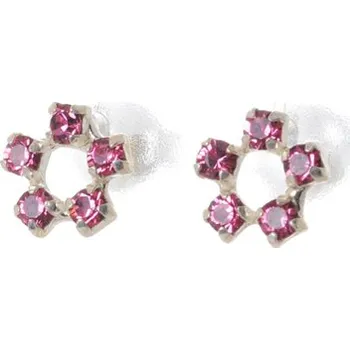 Náušnice Dětské stříbrné náušnice s růžovými zirkony STNAD062/13F