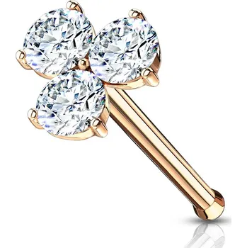 Piercing Šperky4U Zlacený piercing do nosu kytička, čiré zikony - N0123-RDC