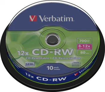 Optické médium Verbatim CD-RW 80 min 8-12x 10 cake