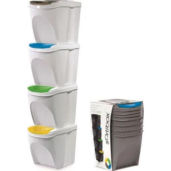 Odpadkový koš Prosperplast Sortibox 4x 20 l koš na tříděný odpad bílý