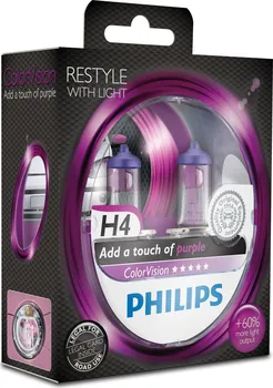 Autožárovka Autožárovky H4 12V Fialový design ColorVision Purple 12342CVPPS2 Philips