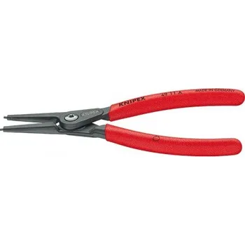 Dílna KNIPEX 4911A0 Precizní kleště na pojistné kroužky (Délka 140mm. Kapacita pro Ø hřídele: 3-10mm. Segrovky pro vnější kroužky na hřídelích. Šedě fosfátované atramentolem, Rukojeti potažené umělou hmotou bránící sklouznutí. DIN 5254 A.)