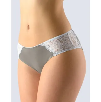 Kalhotky GINA dámské kalhotky francouzské, šité, bokové, s krajkou, jednobarevné La Femme 2 14138P šedá bílá 38/40