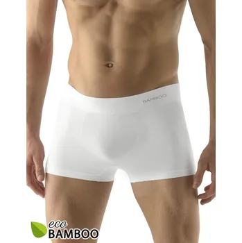 Boxerky GINA pánské boxerky kratší nohavička, bezešvé, jednobarevné Eco Bamboo 53005P bílá M/L
