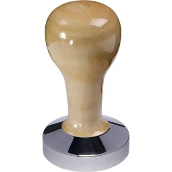 Buna café tamper, javor, lak, 58 mm, nerez lesk, konvexní