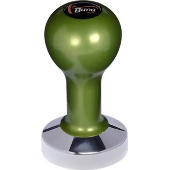 Buna café tamper, kov, zelený, TP, 57.5 mm, nerez lesk, plochý