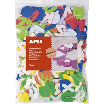 Výtvarná sada APLI Pěnovka tvary abeceda, samolepící - JUMBO PACK - mix barev - [500 ks]