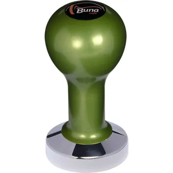 Buna café tamper, kov, zelený, TP, 53 mm, nerez lesk, plochý