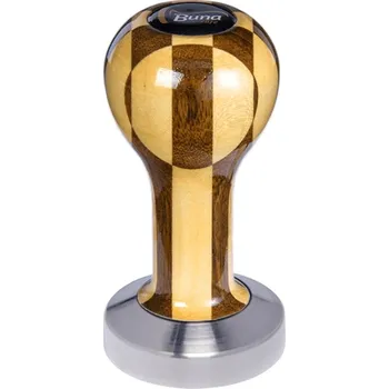 Buna café tamper, šachovnice, lak, TP, 49 mm, nerez mat, plochý