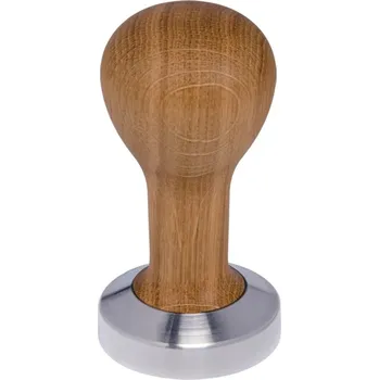 Buna café tamper, dub, olej, 49 mm, nerez mat, plochý