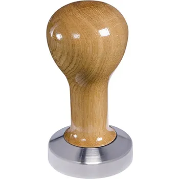 Buna café tamper, dub, lak, 51 mm, nerez mat, plochý