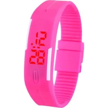 Hodinky Sportovní LED hodinky silikonový náramek růžová barva (Digitální hodinky gumový řemínek růžový odstín)