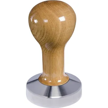 Buna café tamper, dub, lak, 58.35 mm, nerez mat, konvexní