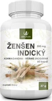 Přírodní produkt Allnature Ženšen indický 500 mg 60 cps.
