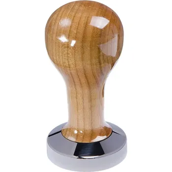 Buna café tamper, třešeň, lak, 51 mm, nerez lesk, plochý
