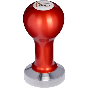 Buna café tamper, kov, červený, SP, 49 mm, nerez mat, plochý