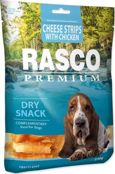 Pamlsek pro psa Rasco Premium proužky sýru obalené kuřecím masem 230 g