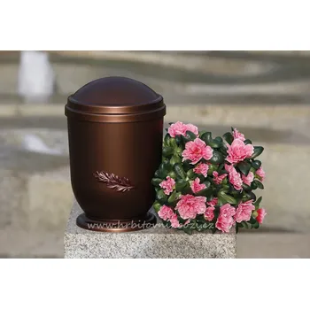 Smuteční dekorace Hřbitovní urna plastová s měděnou ratolestí
