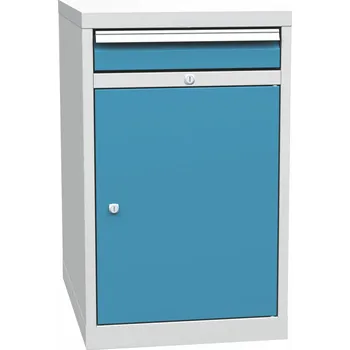 Základní kontejner, skříňka - 1 police, 1 zásuvka, šedá/modrá