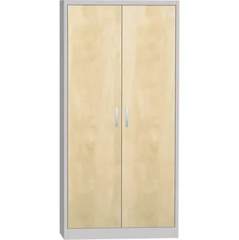 Skříň s lamino dveřmi, VxŠxH: 1950x950x400 mm, šedá/buk