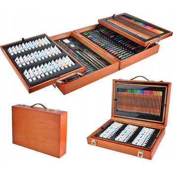 Výtvárné potřeby ISO Velká sada v dřevěném kufříku pro malé malíře 174 ks