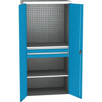 Dílenská skříň PRSPD11C, 1950x950x600 mm, 2 police, 2 zásuvky