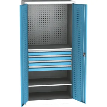 Dílenská skříň PRSPD11D, 1950x950x600 mm, 2 police, 4 zásuvky