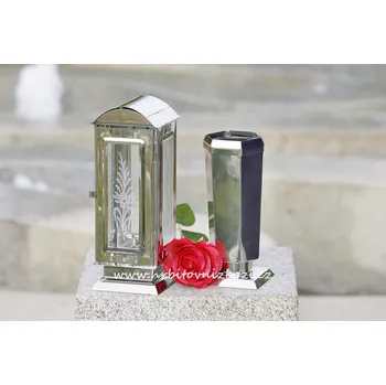 Smuteční dekorace Hřbitovní lampa mala s oblou střechou a vázou