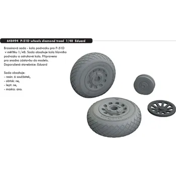 Plastikový model Eduard 1/48 P-51D wheels diamond tread (EDUARD)