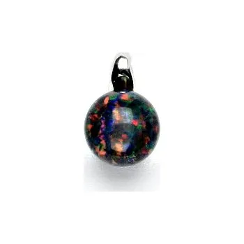 Přívěsek Zlatý přívěsek, bílé zlato ,synt. černý opál - P 1104 /8 mm (opál 8 mm)