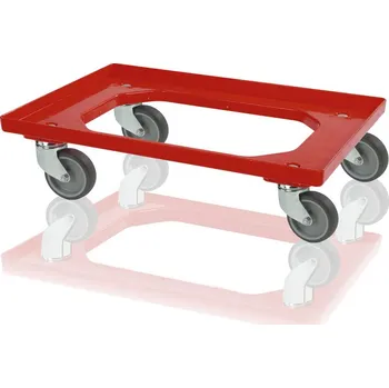 Podvozek pod přepravky, 2 otočná kola, červený