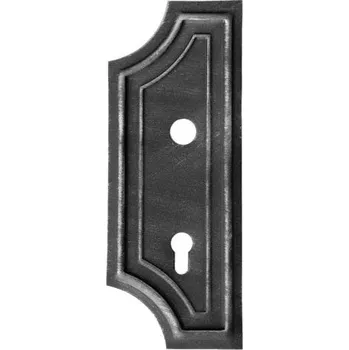 brána PSG 63.130.90.50 - Ozdobný zámkový štítek pro dveře a vrata, 272x125x2,5 mm, rozteč 90 mm, levý