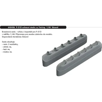 Plastikový model Eduard 1/48 P-51D exhaust stacks w/ fairing (EDUARD)