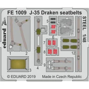 Plastikový model Eduard 1/48 J-35 Draken seatbelts STEEL (HASEGAWA)