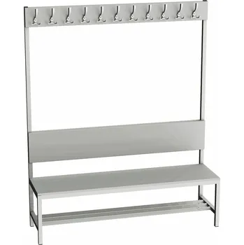 Stolička Šatnová lavice s věšáky LAV15V, délka 1500 mm, lamino, šedá, slevy