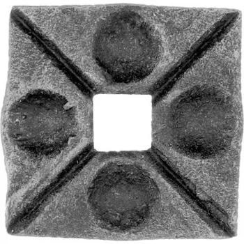 PSG Rozeta pro kovaný plot, bránu, zábradlí a mříže 44.004, 70x70 x 8 mm, otvor 21x21 mm