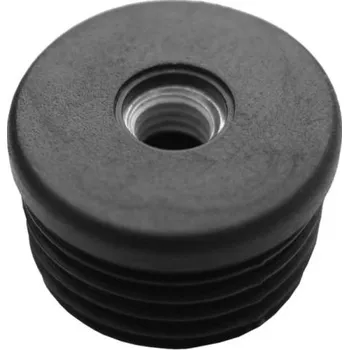 brána KP Žebrovaná kulatá plastová zátka - plochá pr.40 mm černá erodovaná, kovový závit M10, na hranoly, jekly, sloupky a trubky