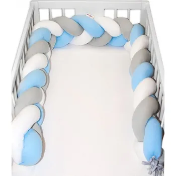 Příslušenství pro dětskou postel a kolébku Baby Nellys Pletený Cop modrý/bílý/šedý