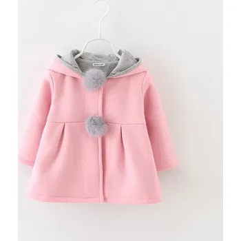 Kojenecká bunda Jarní kabátek s bambulkami Věk: 2T, Barva: Růžová