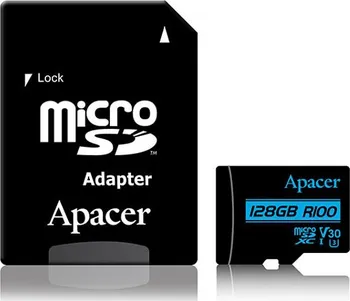 Paměťová karta Apacer Secure Digital microSDXC 128 GB Class 10 UHS-I U3 V30 + SD adaptér (AP128GMCSX10U7-R)