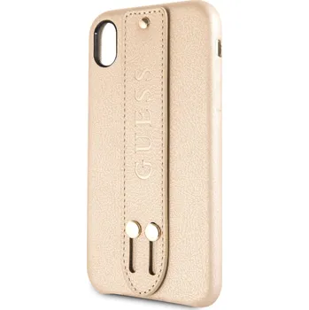 Pouzdro na mobilní telefon Guess Saffiano Strap pro iPhone XR béžové
