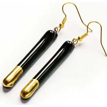 Náušnice Zlatočerné skleněné náušnice - tyčky N5001