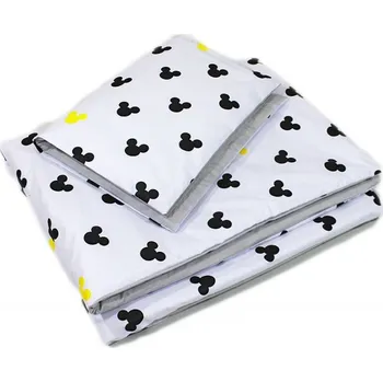 Povlečení Baby Nellys Mickey šedé/žluté 100 x 135, 40 x 60 cm zipový uzávěr