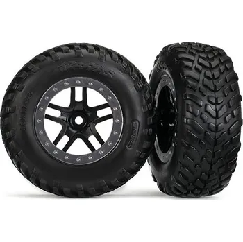 RC náhradní díl Traxxas kolo 2.2/3.0" disk SCT Split-Spoke černý-saténový pneu SCT (2) (2WD přední)