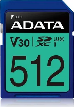 Paměťová karta ADATA Premier Pro 512 GB SDXC Clas 10 UHS-I U3 V30S (ASDX512GUI3V30S-R)