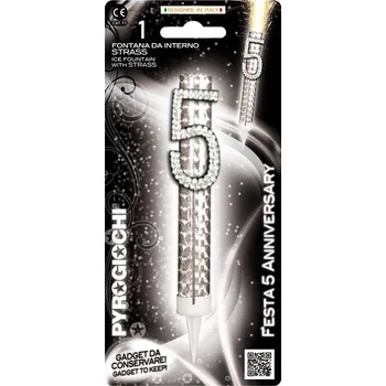 Dortová svíčka Dortová fontána DIAMANT 2v1 s diamantovou číslicí 5