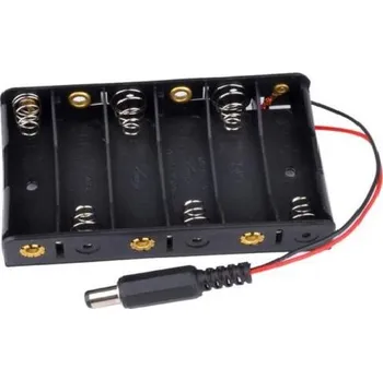 Vývojová deska Bateriový box pro šest baterií AA 1,5V s konektorem DC - 5,5 x 2,1 mm