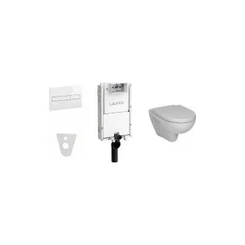 WC sada LAUFEN TW1 SET AW1BLPK + bílé tlačítko LAUFEN AW1 + klozet JIKA LYRA s oplachovým kruhem a sedátkem