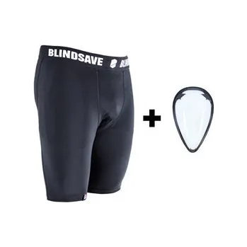 Florbalový chránič BlindSave Compression shorts + cup Kraťasy se suspenzorem XS, černá